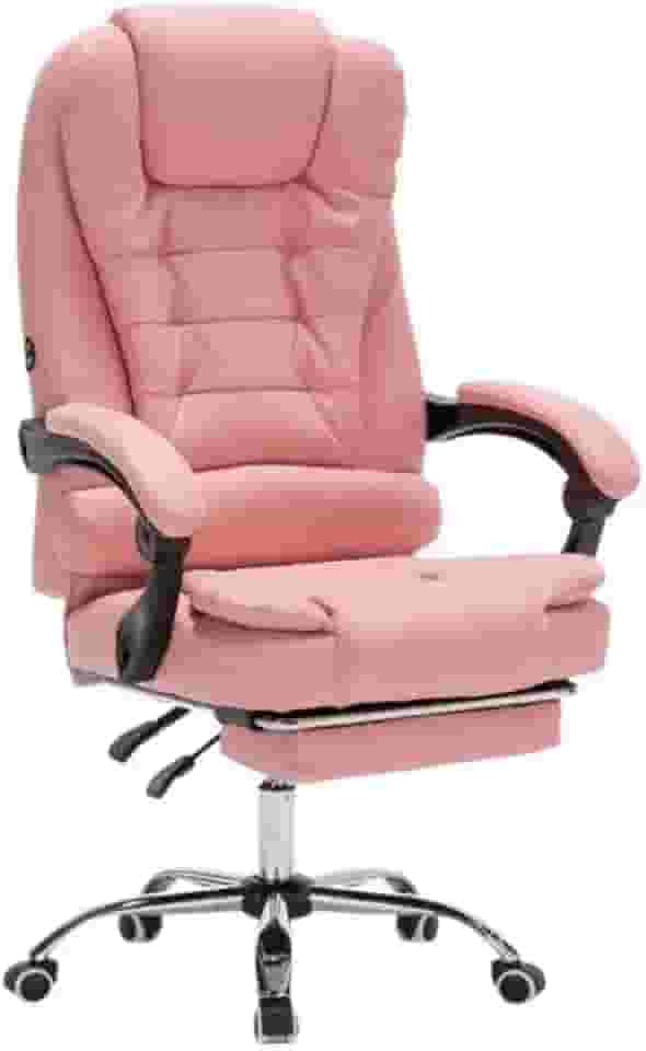 Cadeira De Escritório Giratória Reclinável Presidente Com Apoio para Pés Cor:Rosa