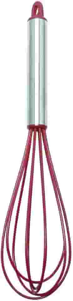 Tuut, Linha Elite, Batedor de Ovos, Fouet de Silicone com Cabo em Inox, Vermelha, 27cm