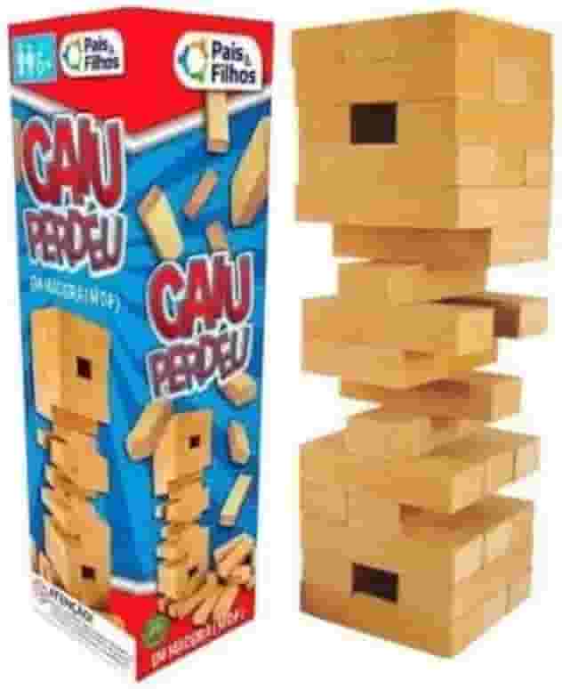 Jogo Caiu Perdeu 54 Peças de Madeira Em Madeira Torre Maluca Equilibrio Diversão