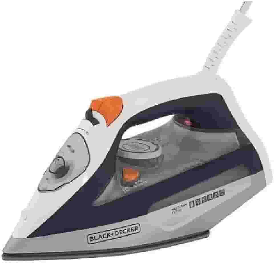 BLACK+DECKER Ferro de Passar Roupa, com Vaporizador, Sistema Antigotejamento, Preto, Branco e Cinza, Modelo FX3100, 110V