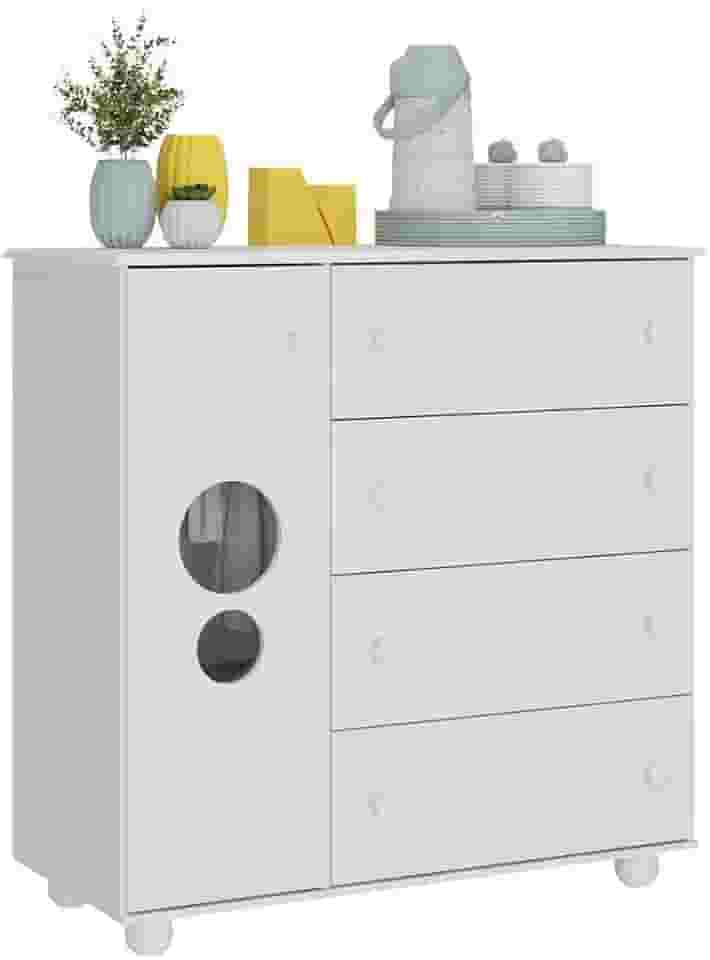 Cômoda Infantil 1 Porta e 4 Gavetas Picolé Multimóveis Bb2895 Branco