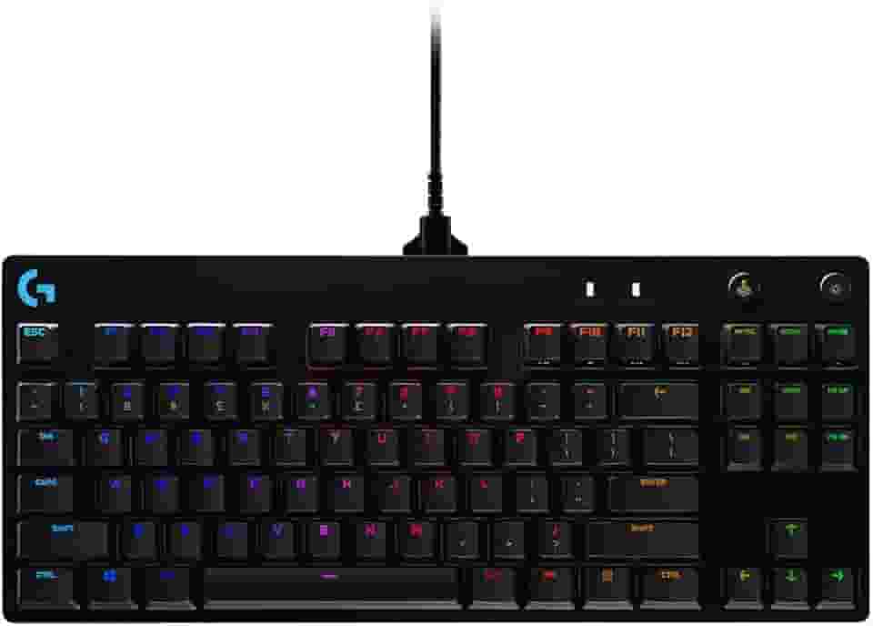 Teclado Mecânico Gamer Logitech G PRO com Layout US, RGB LIGHTSYNC, Design TKL, Cabo Destacável e Switch Exclusivo GX Blue Clicky