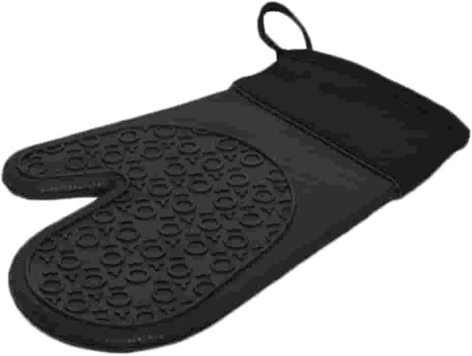 Mimo Style Luva de Silicone Preta com Tecido no Pulso, Suporta Temperaturas de Até 220ºC Sem Transferência de Calor e Sem Causar Ferimentos às Mãos