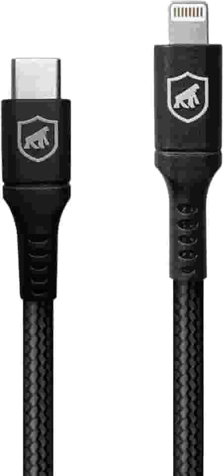 Gshield Cabo Lightning para USB-C 1,5M Compatível com iPhone e iPad, Carregamento Rápido 64,5W 3A, Revestido em Nylon Balístico, Survivor Preto