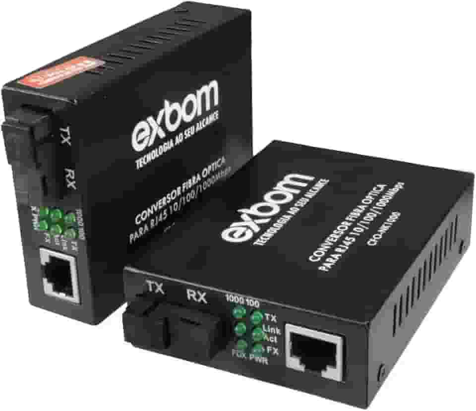 Par Conversor Mídia Fibra Óptica P/ Rj45 Gigabit 1000 Mbps 20 KM