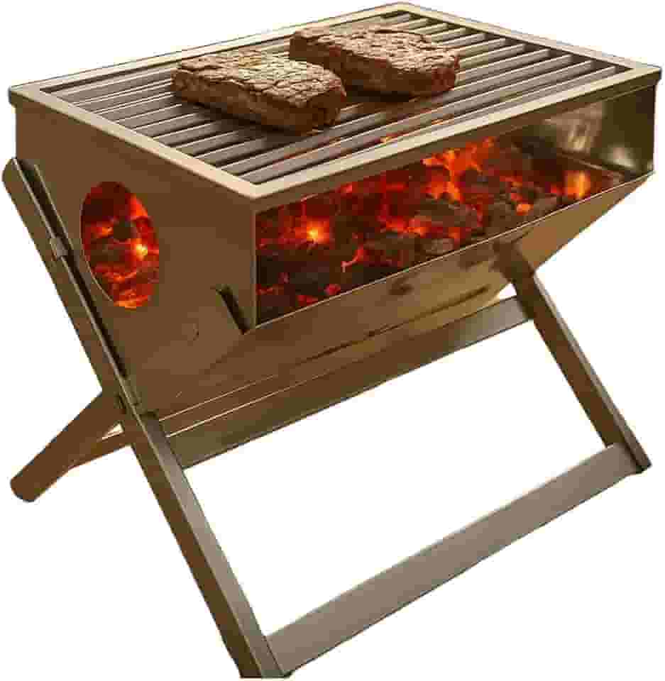 Churrasqueira Portátil a Carvão com Grelha e Estrutura Inox Reforçada Alça de Transporte Fácil de Usar Limpar