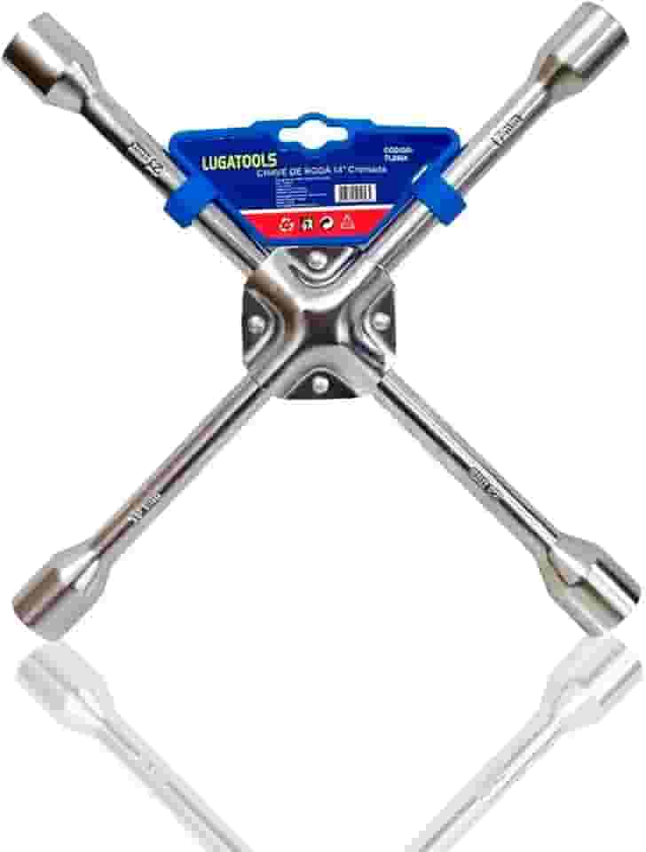 [FULLAMAZON] Chave De Roda Cruz 4 Bocas 14 Pol 17x19x21x23mm Cromada
