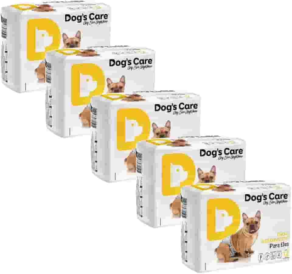 Kit com 60 Fraldas Descartáveis Dog's Care - Cães Macho - Tamanho P