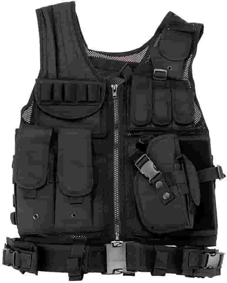 Capa de Colete Tático Modular em Poliéster 600D – Ajustável com Bolsos, Bolsa Removível e Ideal Para Caça, Paintball, Airsoft e Trilha