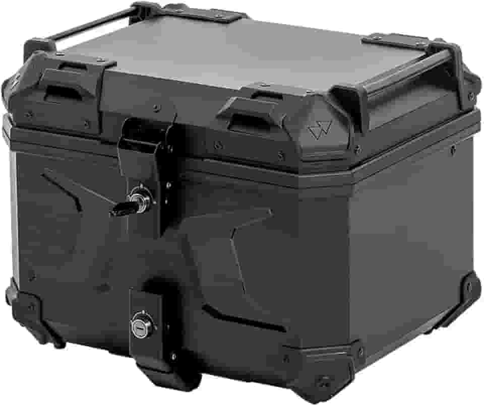 Bau Bauleto plastico preto 45 litros amolfatado com suporte universal Honda Yamanha Bajaj BMW