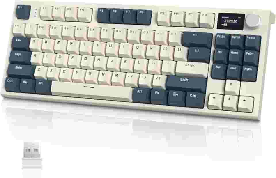 ATTACK SHARK K86 Teclado mecânico sem fio RGB para jogos, teclado com fio 2.4 GHz/BT5.0/USB-C, Layout 75% TKL com tela colorida TFT HD de 1.2'' e botão CNC, interruptor linear TTC Hot-Swap(Azul)