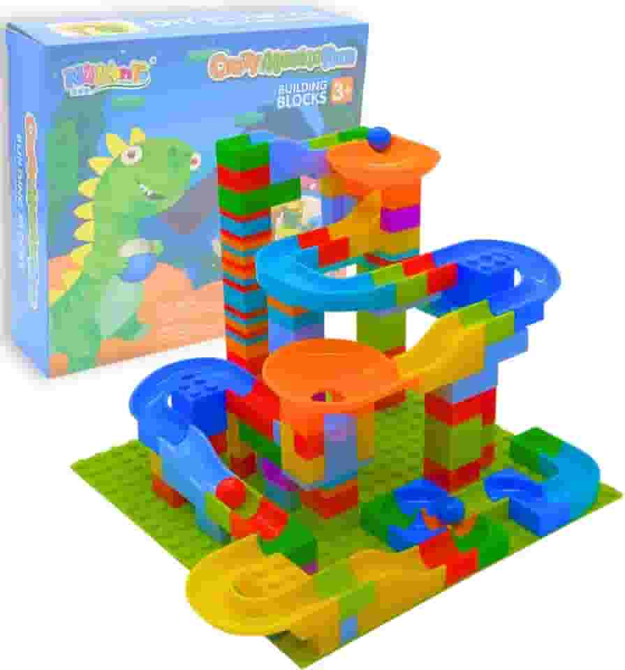 Brinquedo Educativo de Blocos de Montar Infantil, Modelos Criativos – Montanha-Russa de Bolinhas ou Conjunto Clássico de Blocos DIY, Estimula Coordenação, Criatividade e Raciocínio Lógico (Modelo 2)