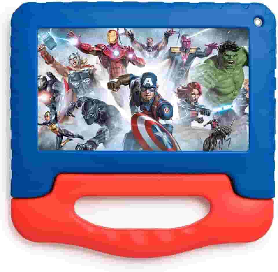 Tablet Infantil Avengers com Controle Parental 4GB RAM + 64GB + Tela 7 pol + Case + Wi-fi + Android 13 + Quad Core Multi - NB417