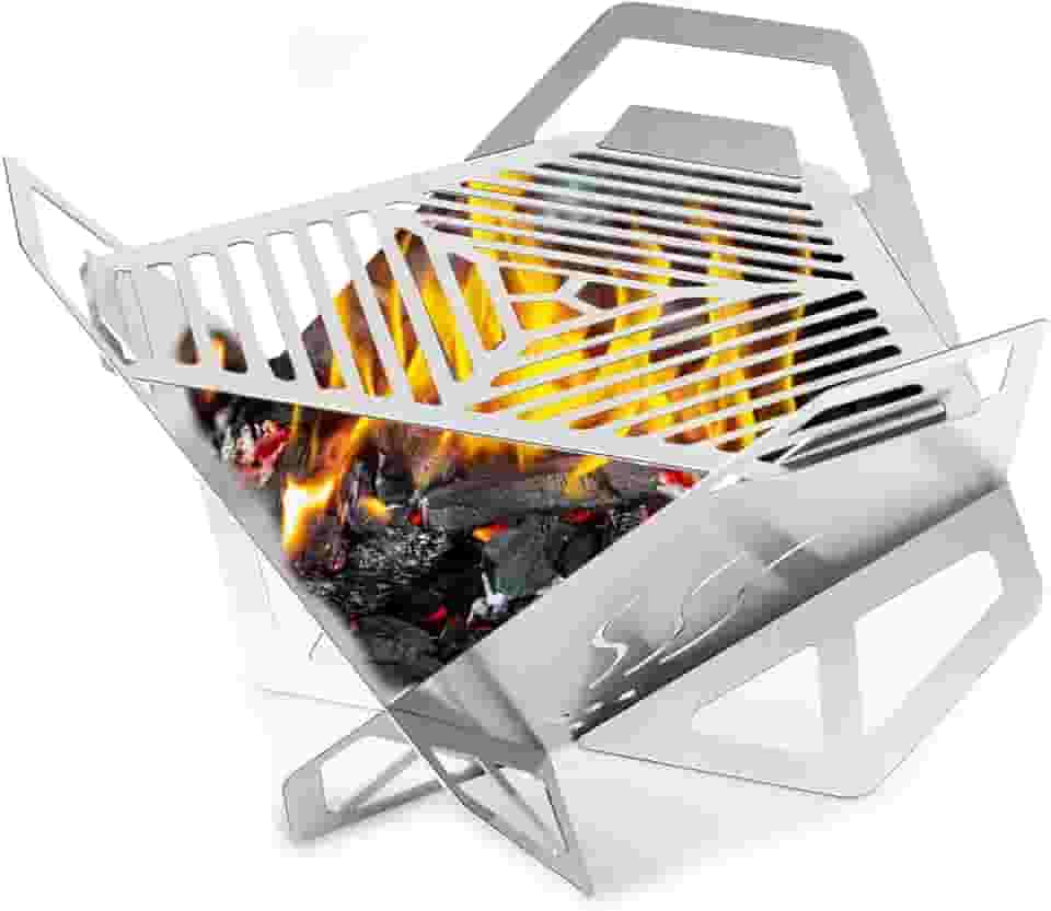 Aço Inoxidável Prate Churrasqueira a Carvão para Uso Externo E Fogueira a Lenha, Mini Churrasqueira Inox Portátil Desmontável, Compacta É Feita de Aço Inoxidável, Leve E Fácil de Montar