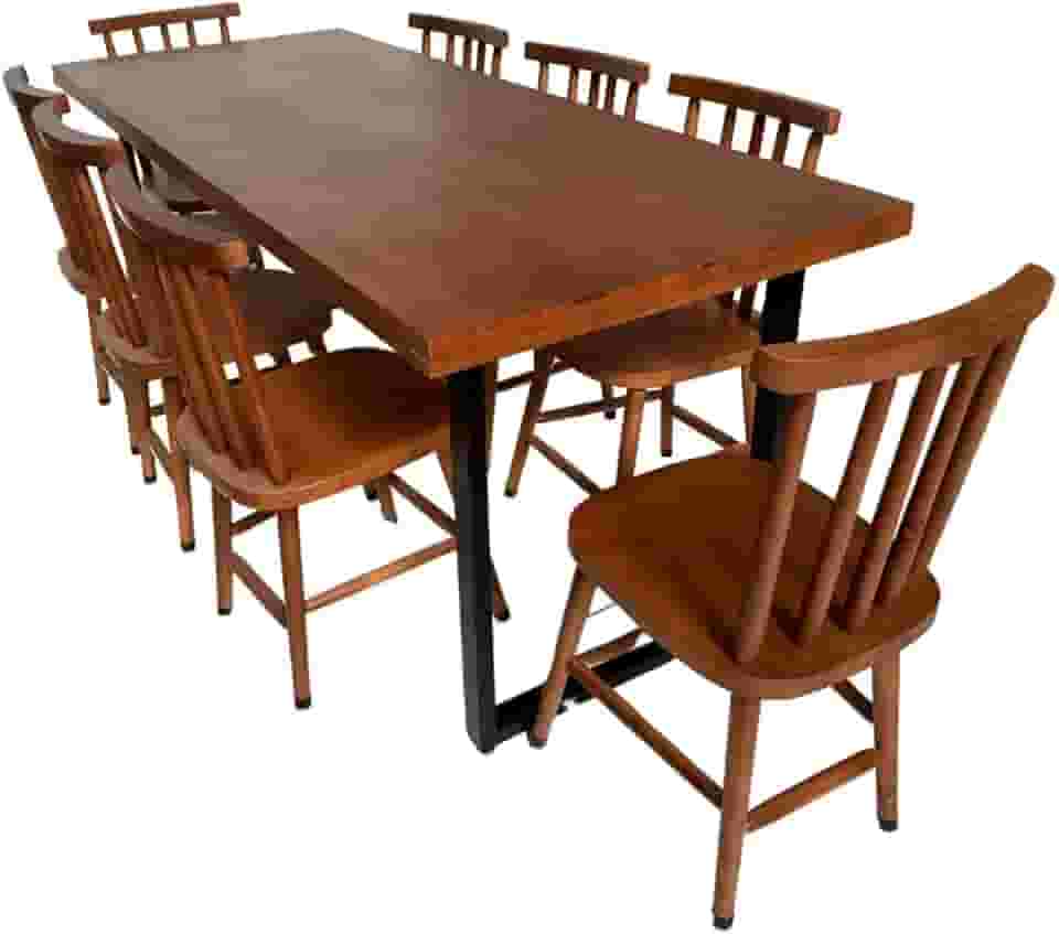 Conjunto de Mesa Jantar Melissa 200X80 com 8 cadeiras/Marrom/Marrom - Reisol Móveis