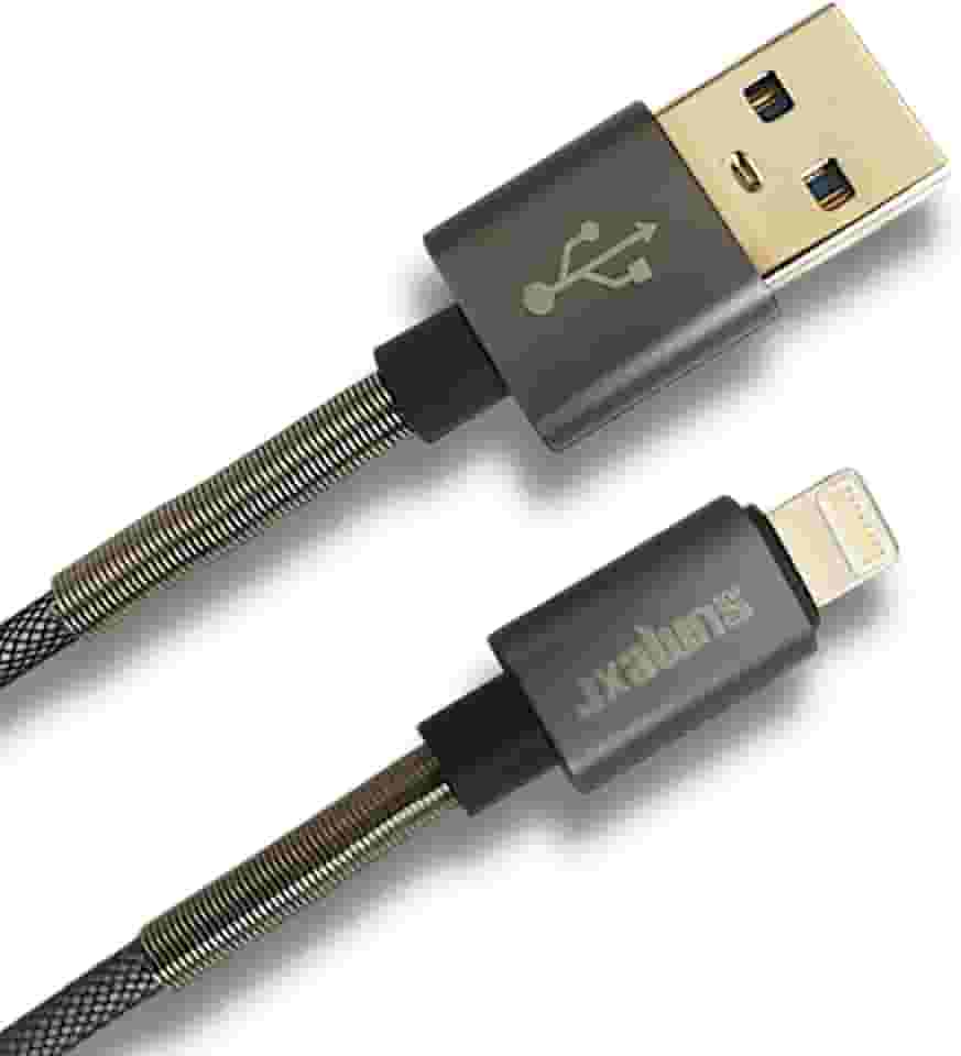 Cabo para iPhone 11 12 13 14 Pro Max SE Original Usb Iphone Reforçado com Molas – 1,2 Metro, Lightning USB-C, Cabo USB iPhone Original, Compatível com Carregamento Turbo e CarPlay