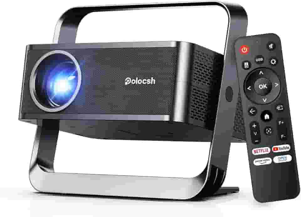 [Suporte Full HD 1080p e 4K] Projetor inteligente com WiFi e Bluetooth, projetor portátil oficial da Netflix, Keystone e zoom automático, mini proyector de filmes ao ar livre Dolby Audio com HDR10+