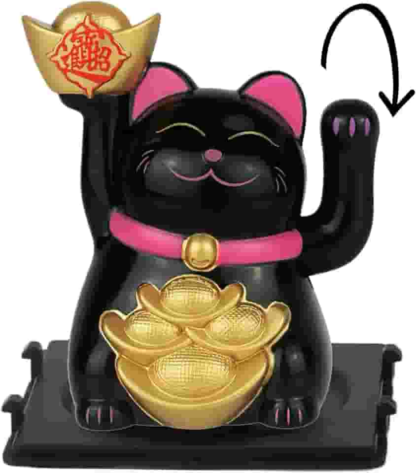 Gato da Sorte Japones, Maneki Neko, Gato da Sorte, DT1948P, O Gatinho da Sorte Japonês é Um Símbolo de Boas-vindas, Boa Sorte e Riqueza na Cultura Japonesa, Atrai Riqueza e Fortuna! (Preto)