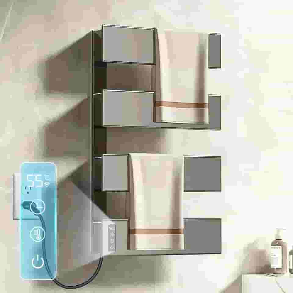 110V/220V Toalheiro Termico, Secador de Toalhas Eletrico, IPX4, Aquecedor de Toalha para Banheiro, Max 65℃, Toalheiro Eletrico, Aquecimento Rápido em 3 Mins, 1,5M Cabo de Alimentação