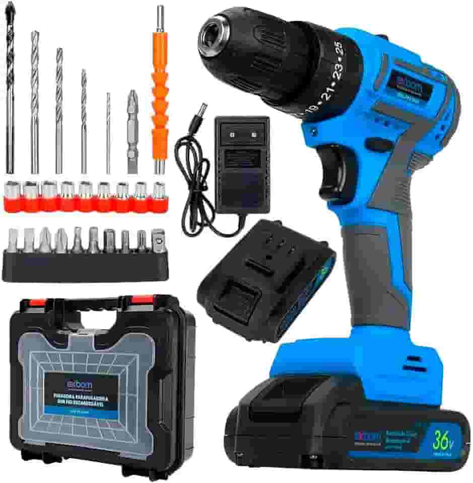 Furadeira Parafusadeira Brushless Sem Fio 36V 10000mAh | Alta Potência 60Nm | 2 Baterias Recarregáveis + Maleta | Iluminação LED, Velocidade Variável E Torque Ajustável | Ideal Para Uso Profissional