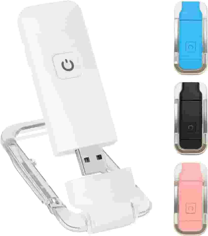 Luz de Leitura Clip Recarregável USB – Mini Luminária para Livro Portátil com 3 Modos de Cor + 3 Níveis de Brilho Ajustável – Lâmpada de Leitura LED Clip Ideal para Ler e Estudar à Noite (Branco)