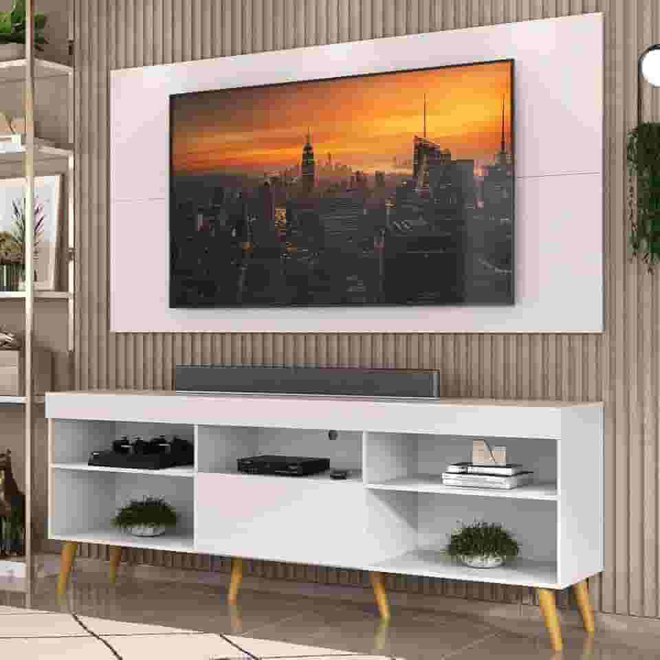 Rack com Painel Tv 65" Retrô Flórida Up Multimóveis Mp1042 Branco/natural