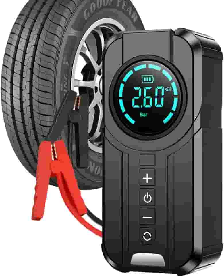 Partida Auxiliar Veicular com Compressor Portátil de Ar 12V Recarregável Emergência Pratiarejo