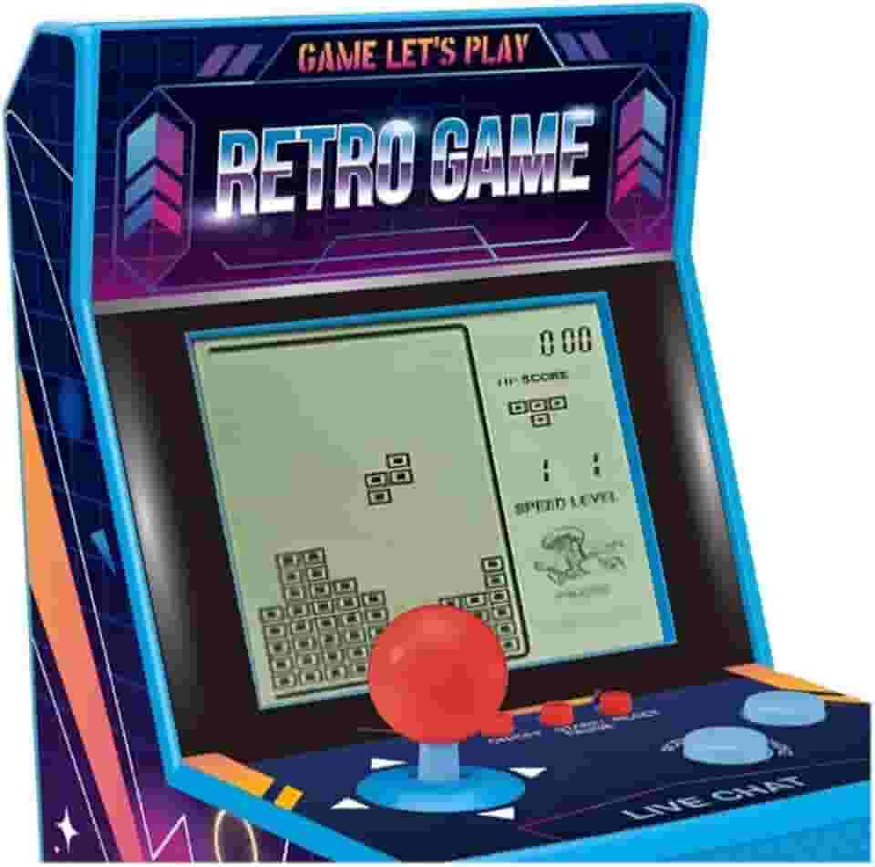 Mini Fliperama Retro Portátil, Console de Jogos Arcade Clássico, Disponível em Cores Variadas, Tela LCD, Controle com Joystick e Botões, Tamanho Compacto