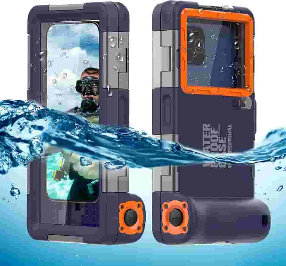 ShellBox Case Capa de mergulho 2ª geração para iPhone 16 Pro Max/16 Pro/16 PLUS/16/15 Pro Max/Samsung Galaxy Series, telefones universais [4,9-6,9 polegadas], snorkel [15 m/50 pés] protetor de corpo