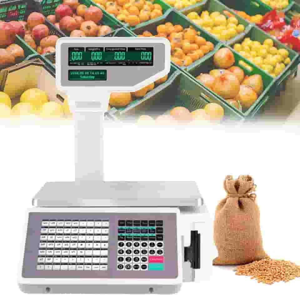 CHONGHAN BalançA De PreçO Digital Comercial, BalançA EletrôNica De Caixa Registradora De Frutas Com Impressora De Etiquetas, Capacidade De 30 Kg Para Supermercado