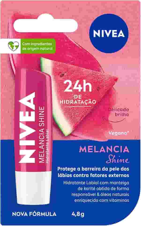 NIVEA Hidratante Labial Melancia Shine 4,8g - Cuidado intensivo para seus lábios, hidratação prolongada, delicioso aroma de melancia, pigmentos brilhantes e cor delicada