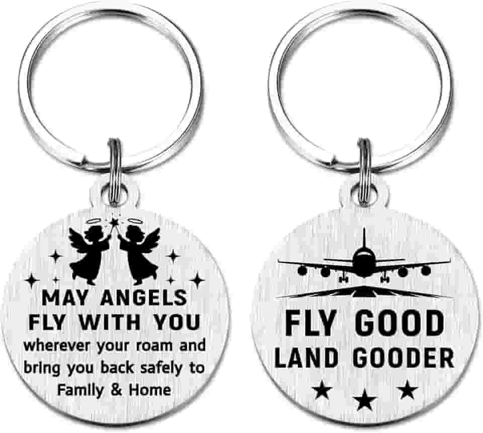 DGXMD Presentes para viagens - Chaveiro Fly Good Land Gooder Safe Travel - Presentes de aniversário de formatura para comissários de bordo, pilotos e viajantes de aviação
