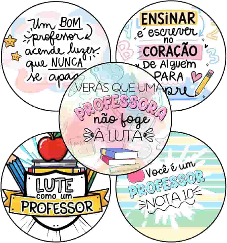 Adesivos Etiquetas Dia dos Professores, 4x4 cm Redondo, 50 Unidades