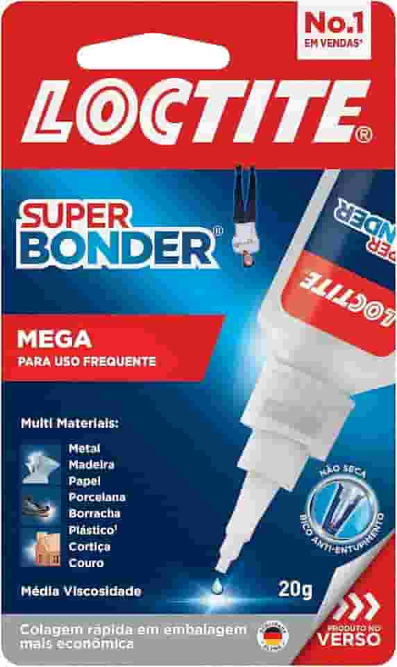 Loctite Super Bonder Mega, Adesivo instantâneo para reparos, Cola transparente para materiais diversos com acabamento profissional, 1x20g