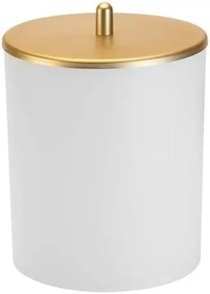 Lixeira de Cozinha Escritório Banheiro 5L Tampa Inox - SELLNEEDS (Branco com dourado)