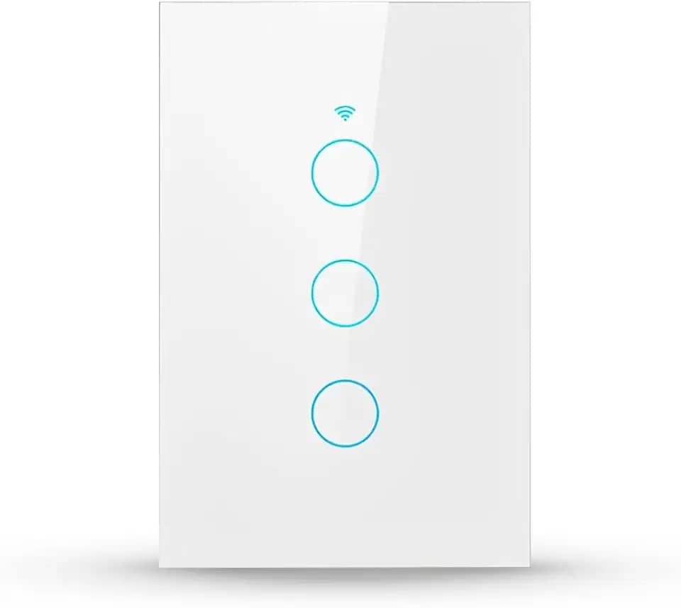 Interruptor Inteligente Wi-Fi Branco 3 Botões 2.4 GHz Smart Touch Bivolt Compatível com Alexa, Google Home, Tuya Neutro Paralelo Virtual
