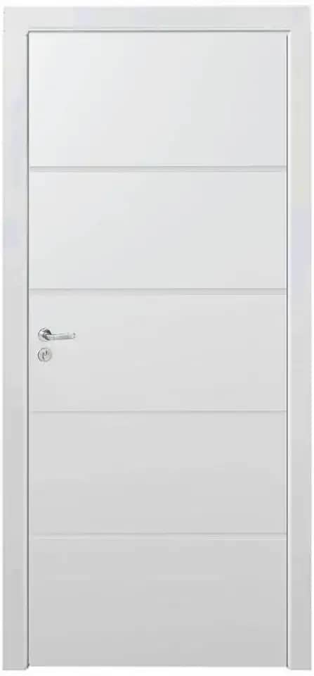 Kit Porta de Madeira 210x80cm Frisada Laqueada Direita Moldufama Branco