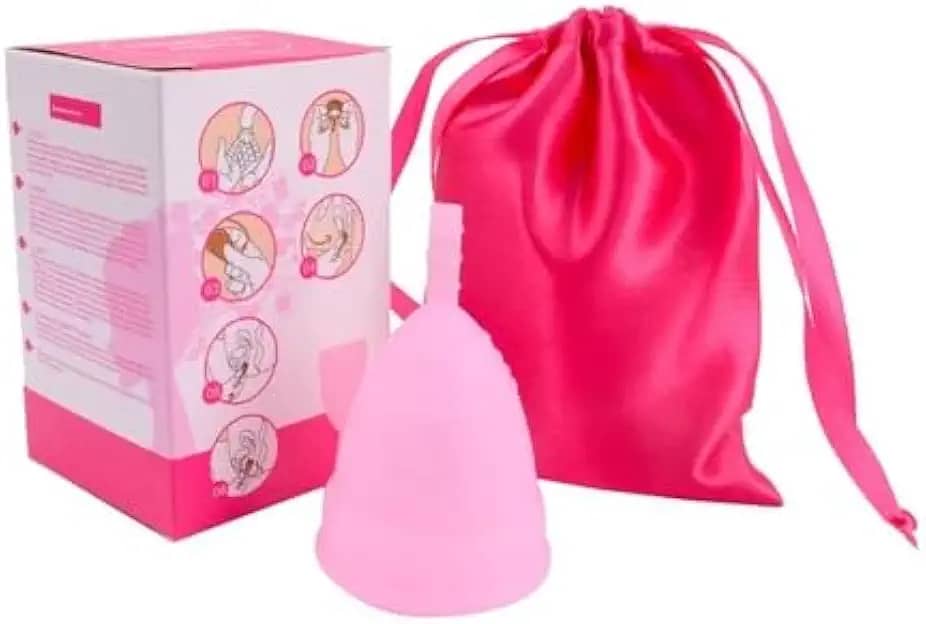 Coletor Menstrual em Silicone com Sacola de Cetim, 7cm, Reutilizável