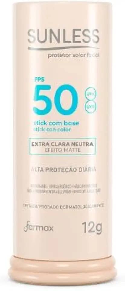 Protetor Solar Facial em Bastão com Base FPS 50 Efeito Matte Sunless Stick Extra Clara Neutra