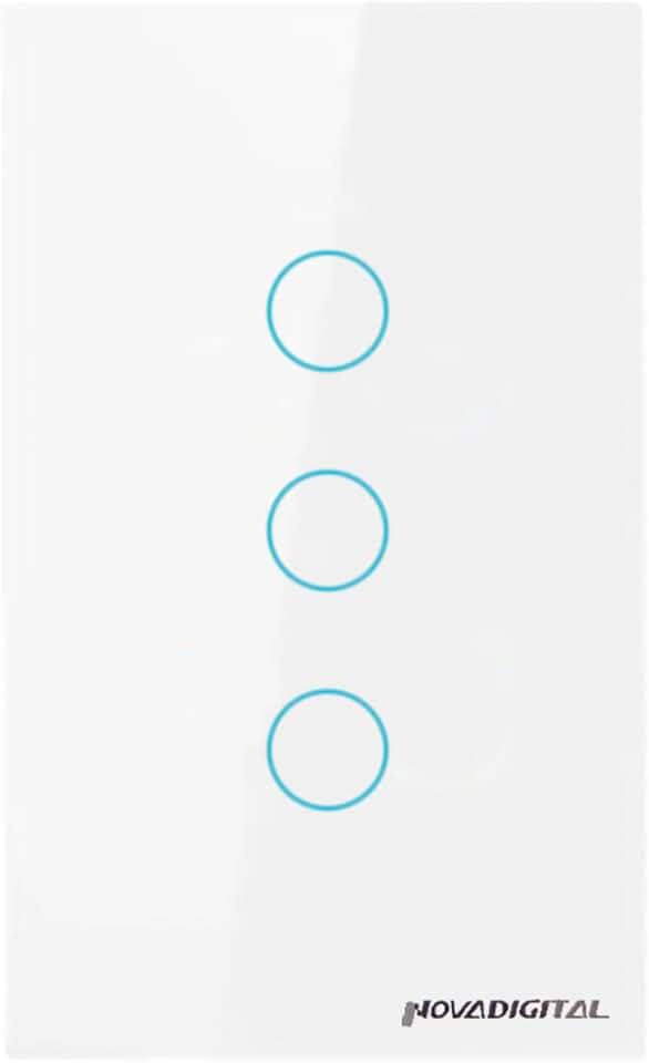 Interruptor Inteligente ZigBee 3 Botões Touch NovaDigital Branco Compatível Alexa Tuya Smart Life