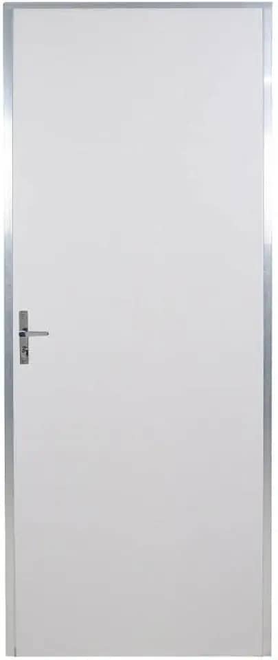 Kit Porta de Madeira Lisa 212x75cm com Batente de Aluminio 3,6cm Ecomadeiral Mgm Branco