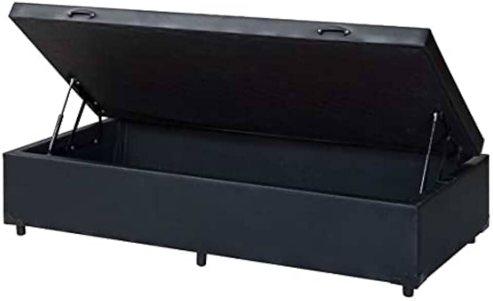 Cama Box Baú Solteirão King Blindado Sintético Preto 203X96X44 Cm