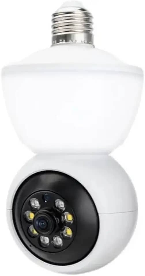 Câmera Lâmpada WiFi 360° HD 6MP com Visão Noturna e Detecção de Movimento – Espie Pelo Celular!