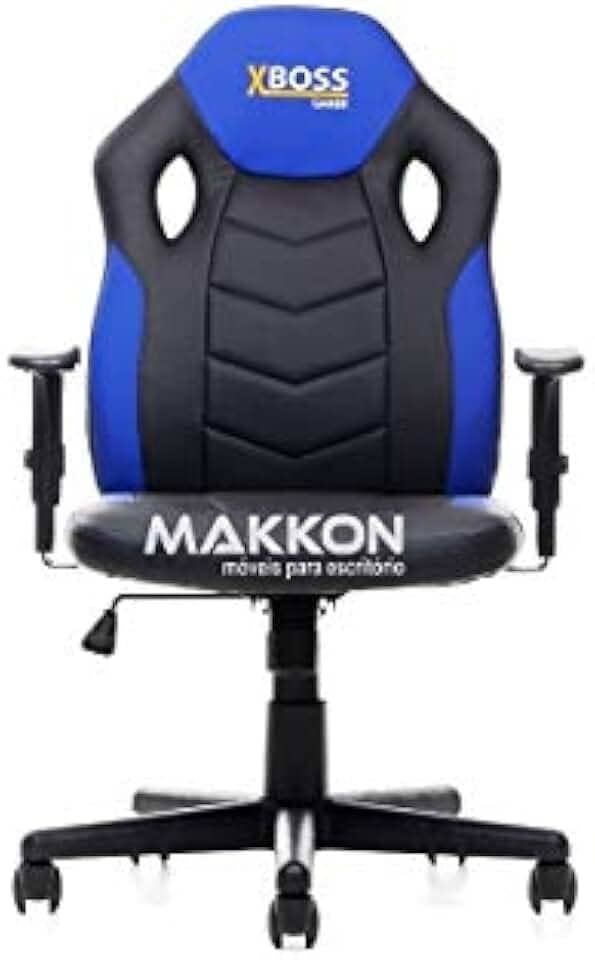 Cadeira Gamer Infantil Preta com Azul MK-861 - Makkon