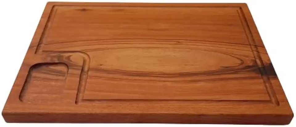 Tábua de Corte Madeira Maciça 40x30cm para Churrasco Cozinha Legumes e Peixe
