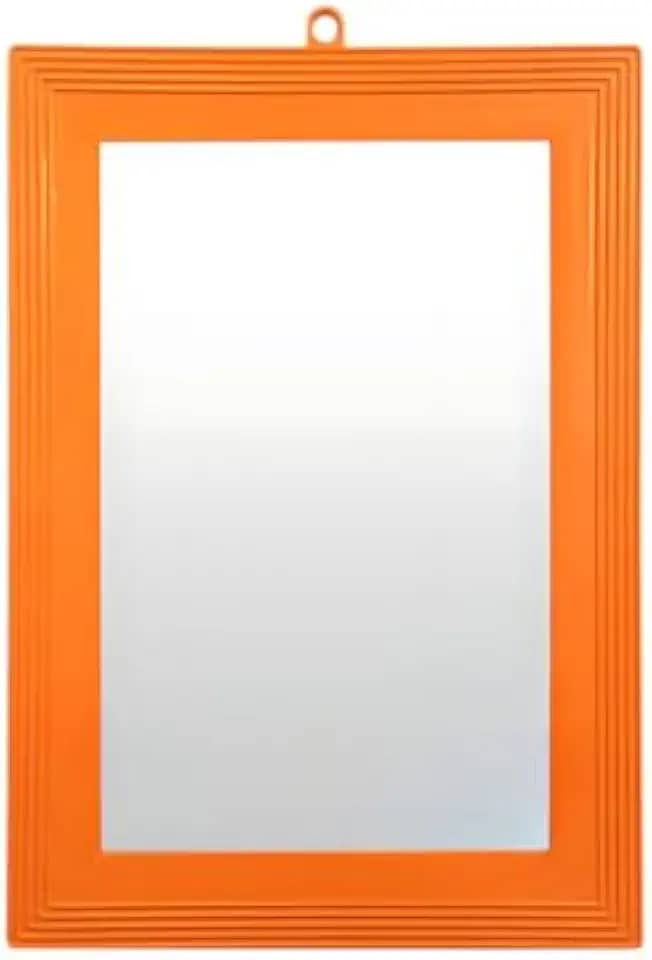 Espelho com Moldura Plástica Laranja – Decorativo para Parede, Banheiro ou Quarto (Vários Tamanhos) (N°10)