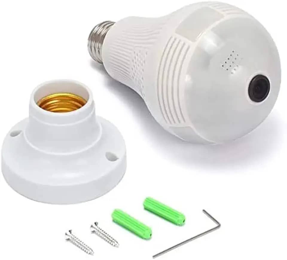 Lampada Espiã Câmera Ip 360° Hd Led Wifi 3g Grava Alarm -