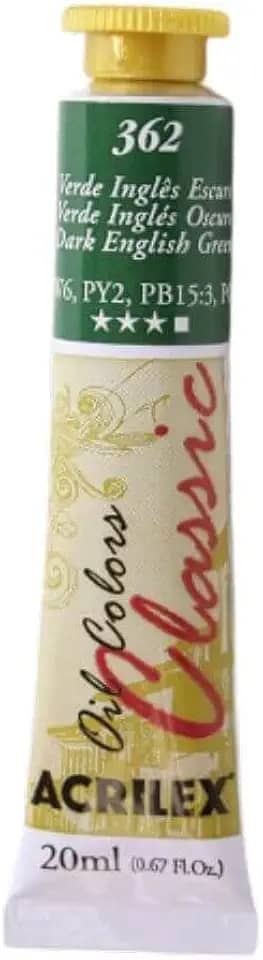 Tinta a Óleo Para Telas, Acrilex, Verde Inglês, 20 ml