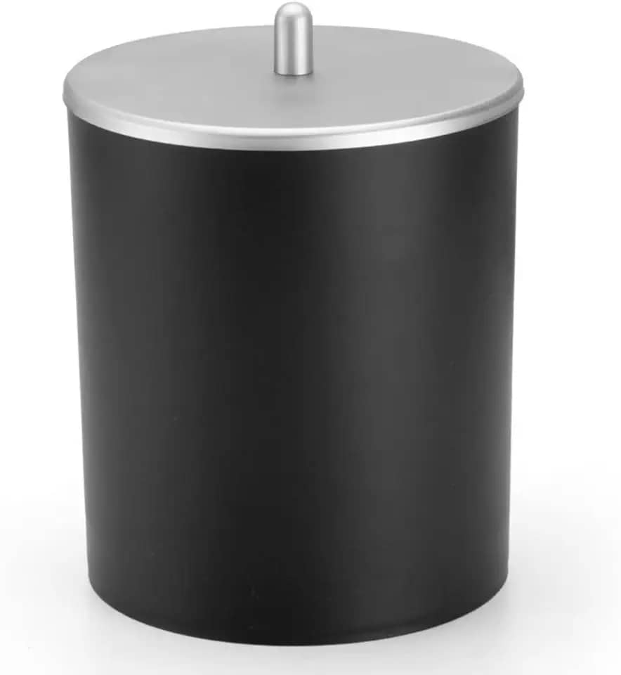 Lixeira de Cozinha Escritório Banheiro 5L Tampa Inox - SELLNEEDS (Preto com Prata)