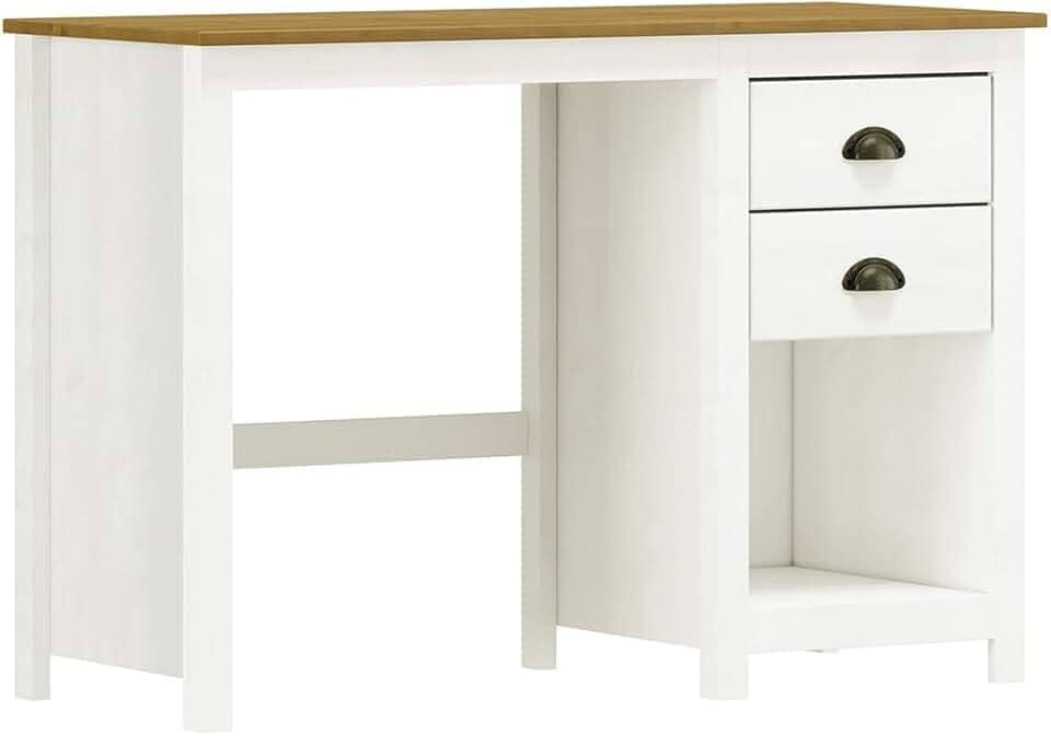 Mesa Escrivaninha Madeira Maciça 110 cm 9138 Branco Freijo Milani Store